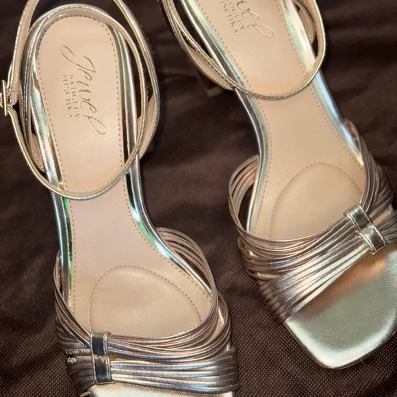 Jewel Badgley Mischka Metallic Strappy Heels